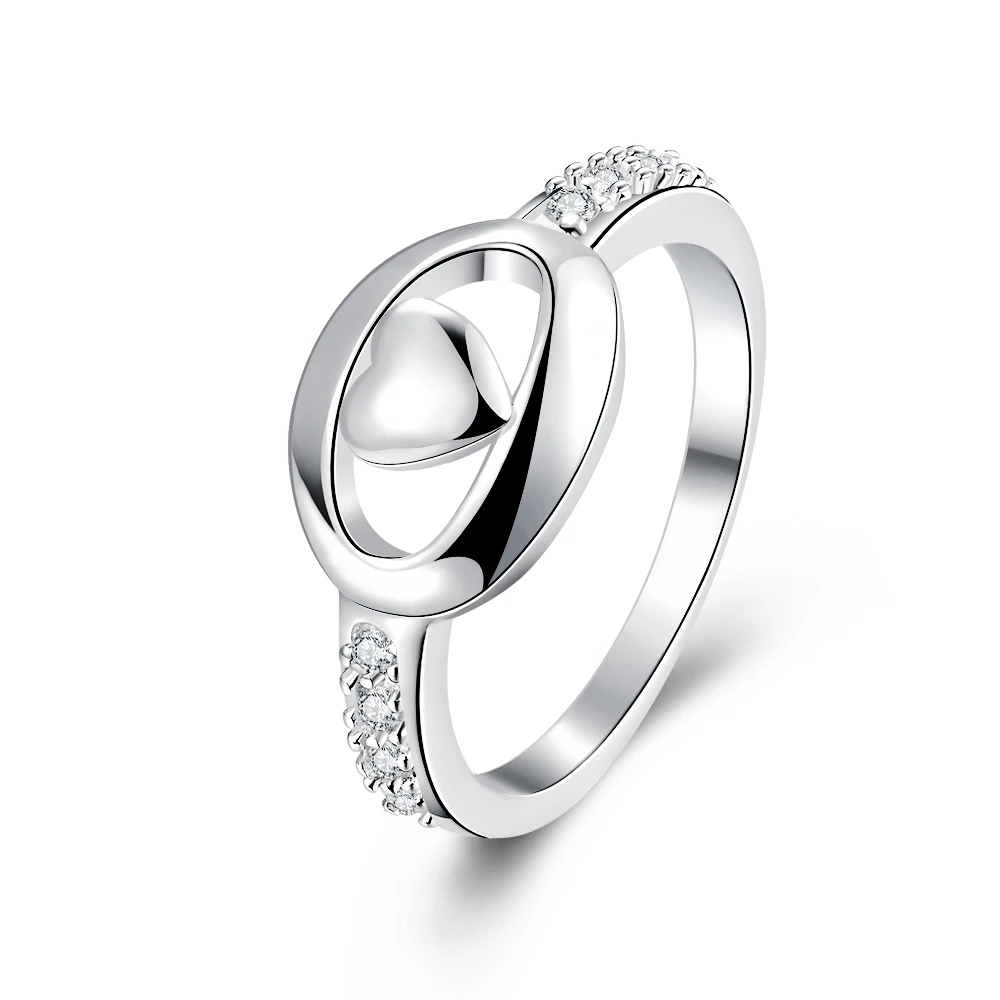 

R714 Silver Fashion wedding Jewelry hollow egg with smooth heart tag ring for women New Top Quality Silver Plated &Stamped 925