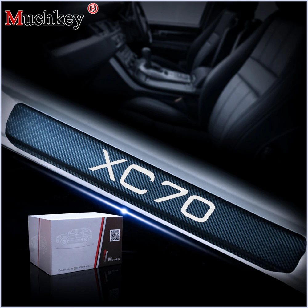 

Car Door Sill Welcome Pedal Stickers For VOLVO XC70 Door Threshold Plate 4D Carbon Fiber Vinyl Sticker 4Pcs Auto Accessories