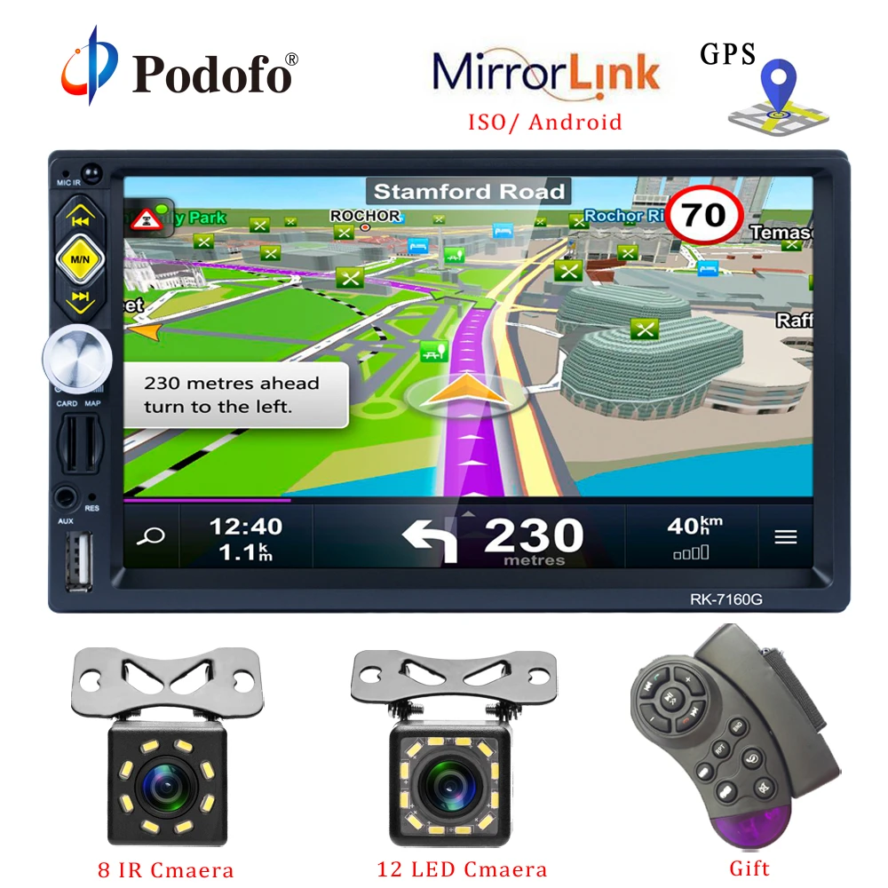 

Podofo 2 din Universal Car Radio GPS Navigation 7'' Touch Screen MP5 Player RDS Radio Car Stereo Support Android IOS Mirror Link
