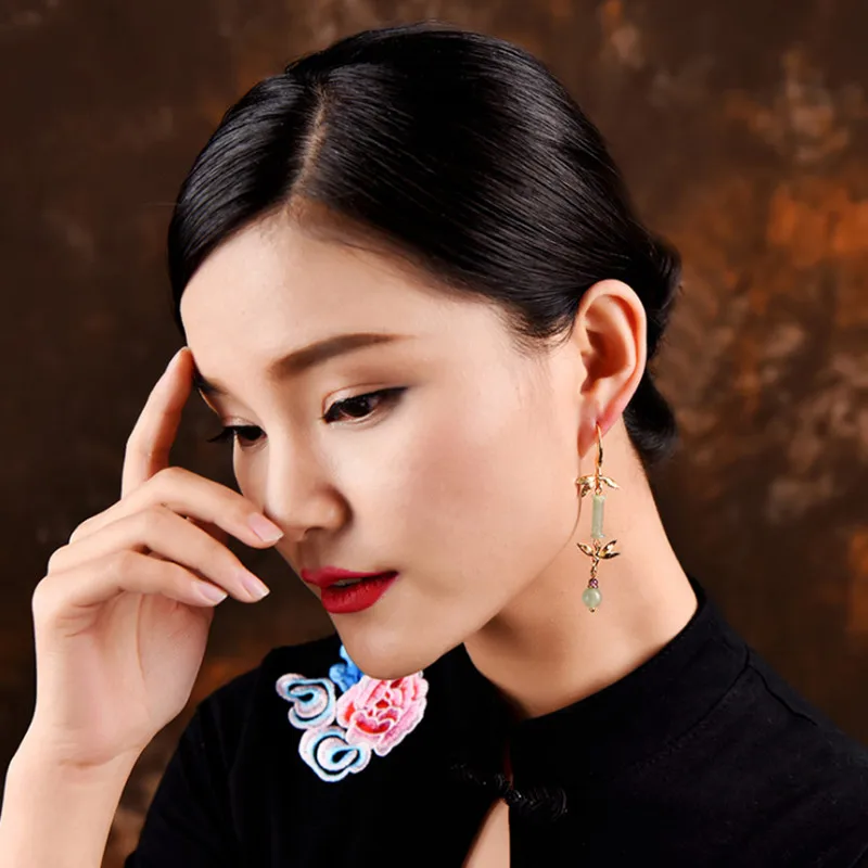Yanting Bamboo Earrings Fashion Long Earrings For Women 2018 Women Earring Aventurine Natural Stone Vintage Earring Female Earing 022 (10)