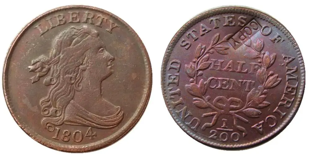 

1804 DRAPED BUST HALF CENTS Copper Copy Decorate Coin