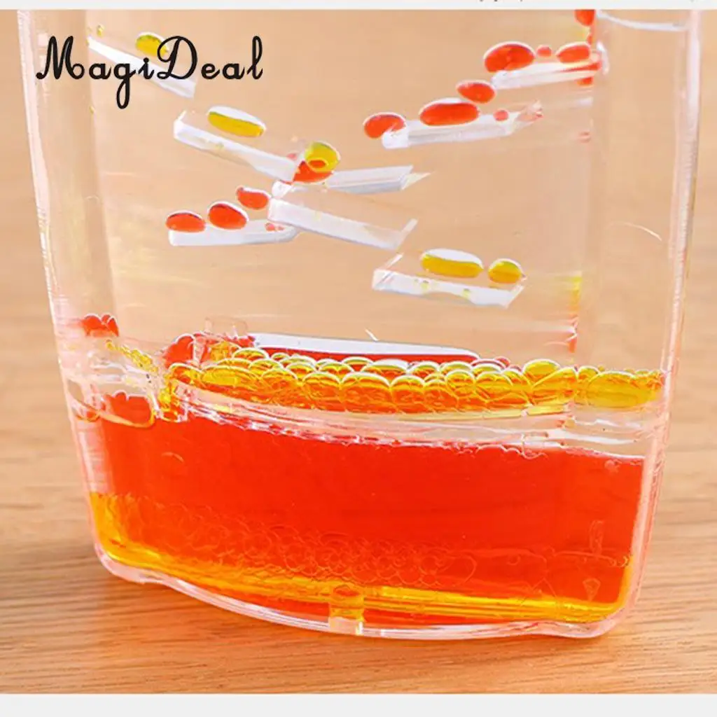 1Pc Square Floating Oil Liquid Bubbler Motion Timer Hour Glass Ladder for Room Desk Table Decor Children Kids Toy Novelty Gift