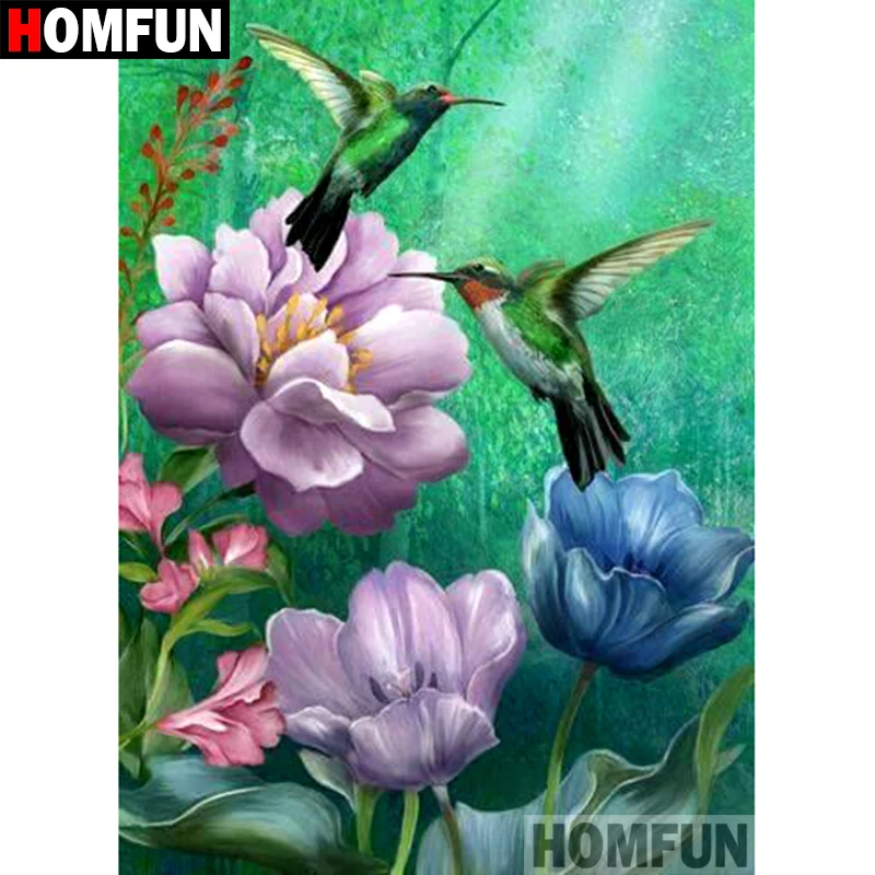 HOMFUN Алмазная вышивка крестиком на рисунке &quotКолибри&quot 5D сделай сам: камни в
