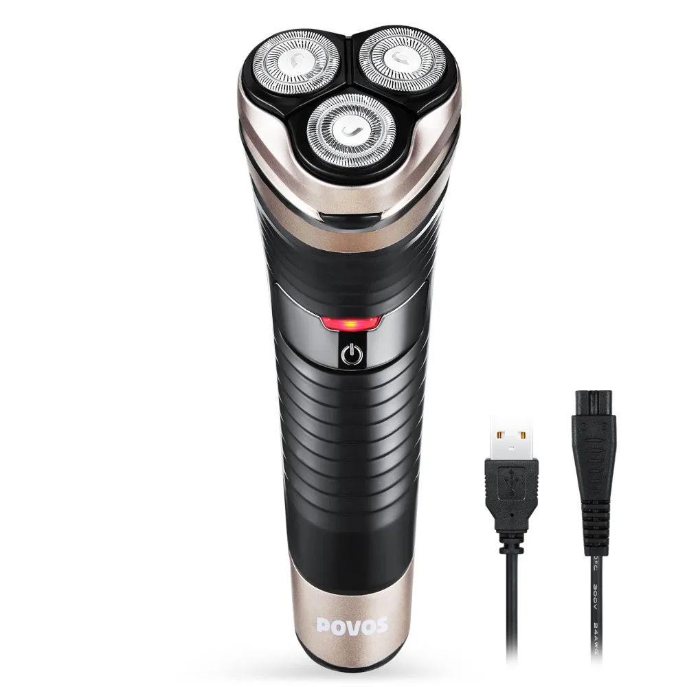 

New Electric shaver for men Razor beard trimmer Fully washable 3 heads dry wet shave Global voltage POVOS 8300