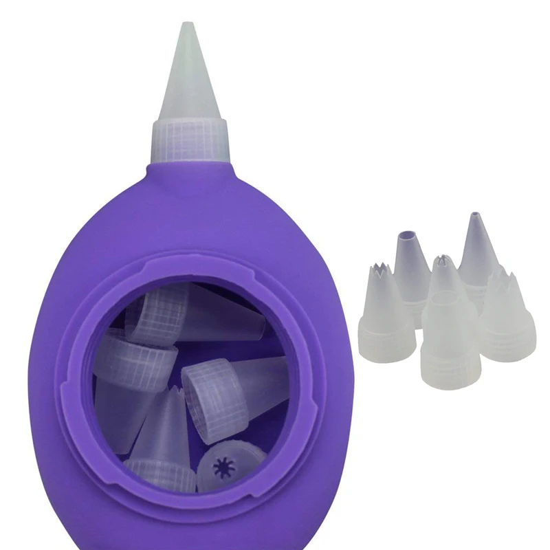 

LMETJMA Decorating Tip Sets Silicone Macaroon Baking Set Icing Piping Decorating Pen 6 Nozzles Set Kit Baking Tools KC0122