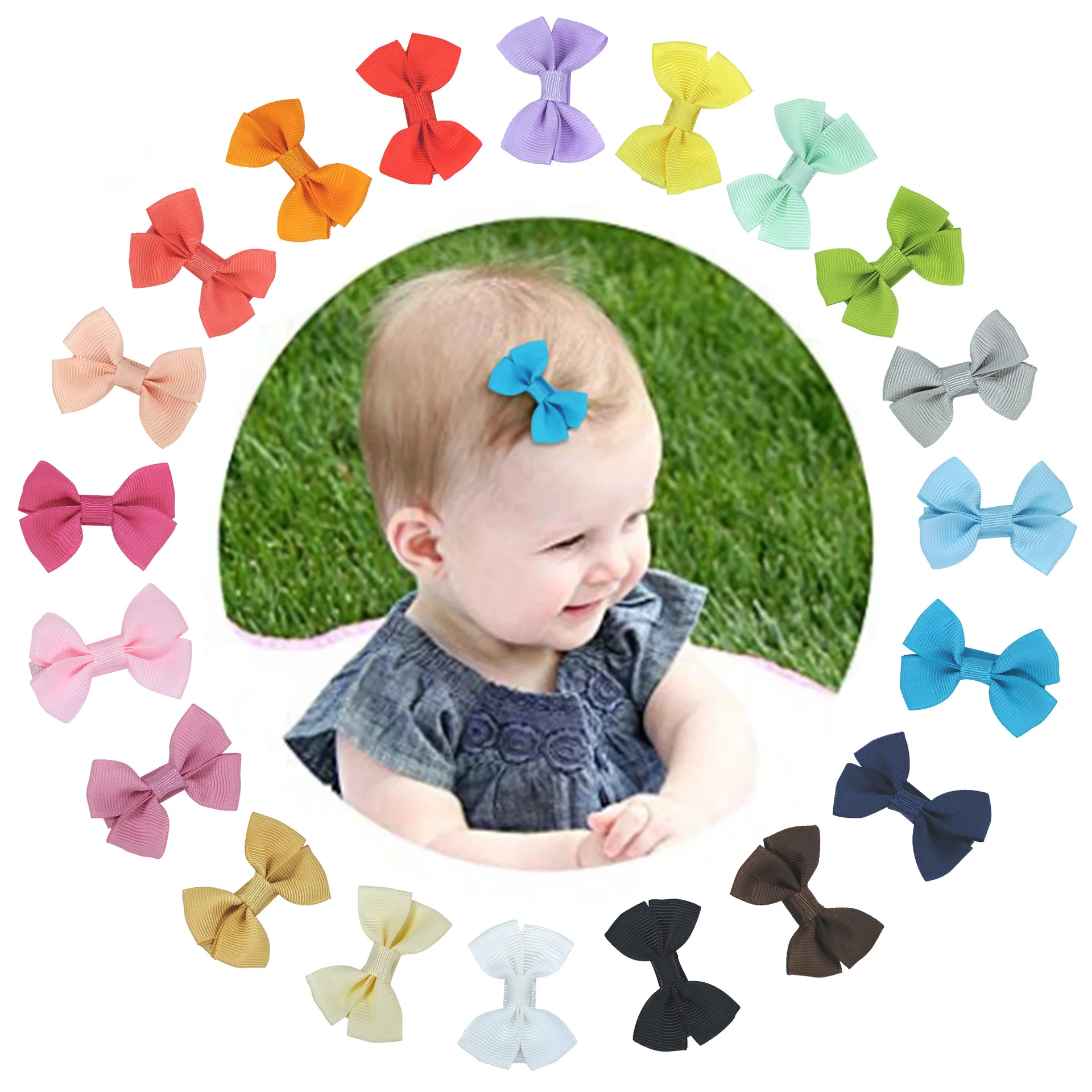 

20pcs/Lot New Fashion Hair Clips For Baby Girls DIY 2019 Grosgrain Ribbon Bowknot Barrette Headwear Kids Hair Accessories
