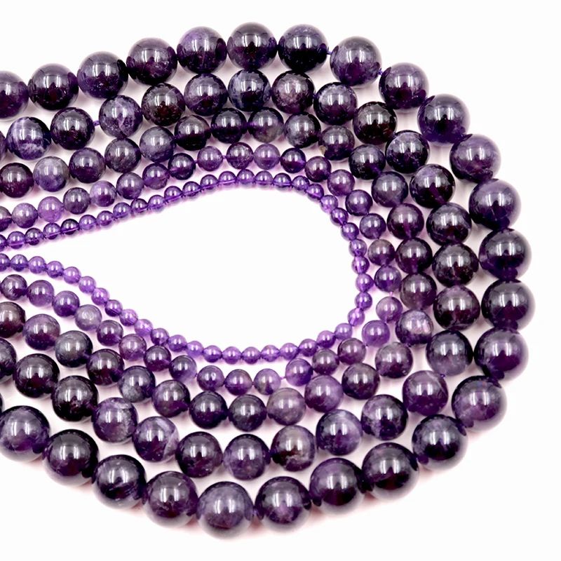 

Noter Natural Amethysts Beads For Jewelry Making Purple Crystal Stone Beads For Bracelet Necklace DIY Wholesale 4/6/8/10/12mm