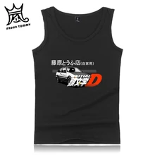 FRDUN мужские топы на бретелях с принтом в виде машины, с принтом, с принтом, AE86, начальный D, Harajuku, без рукавов, O охладитель для шеи, повседневная японская аниме, мужская летняя рубашка 1