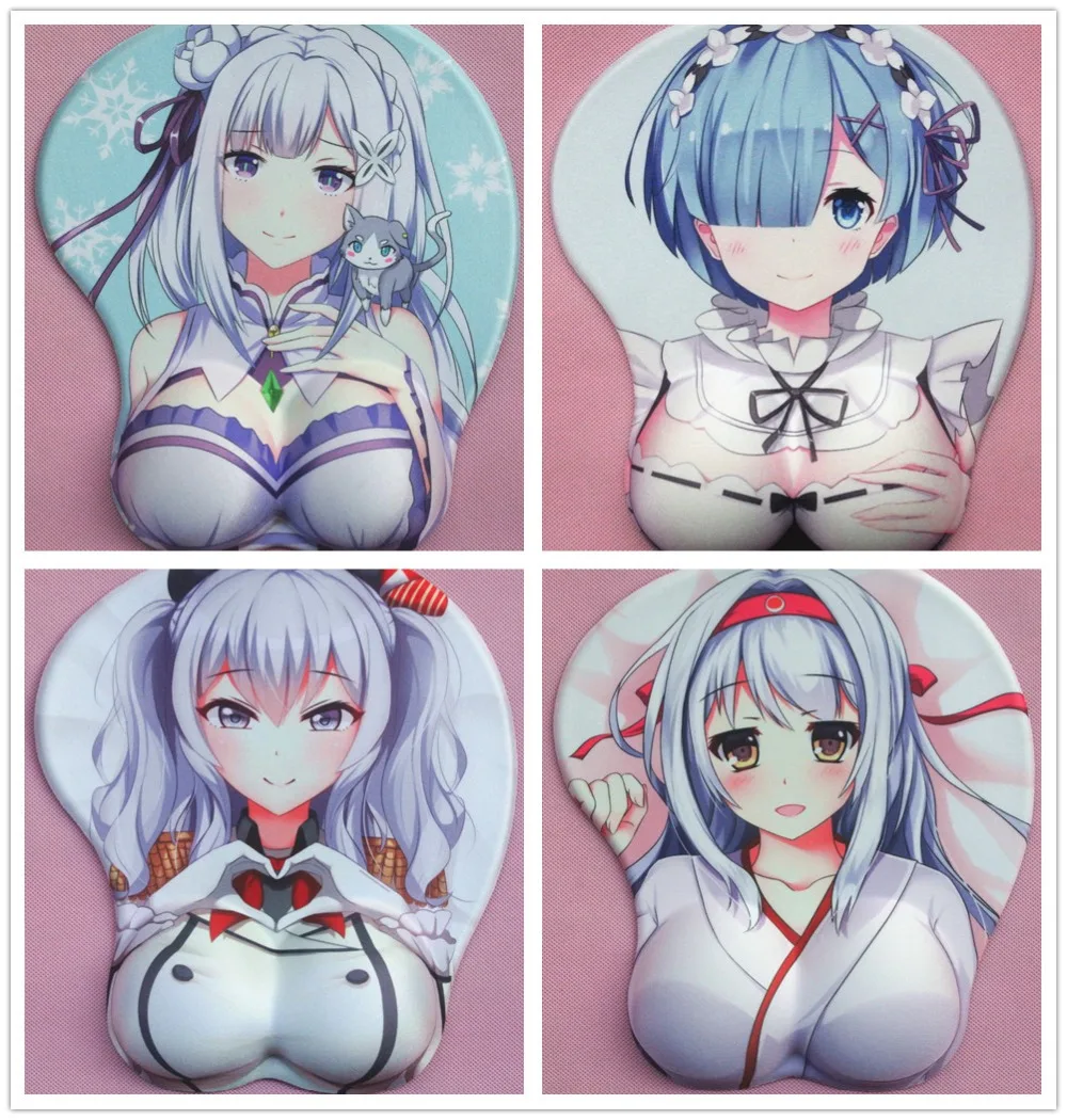 2017 new version Japanese font b anime b font 3d mouse pad wristbands Cartoon Creative sexy