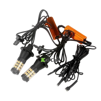 

2x WY21W 7440 Car Canbus Free Error 4014 60SMD 2 Modes LED Turn Signal Light Bulb T20 W21W Daytime Driving Light White Amber