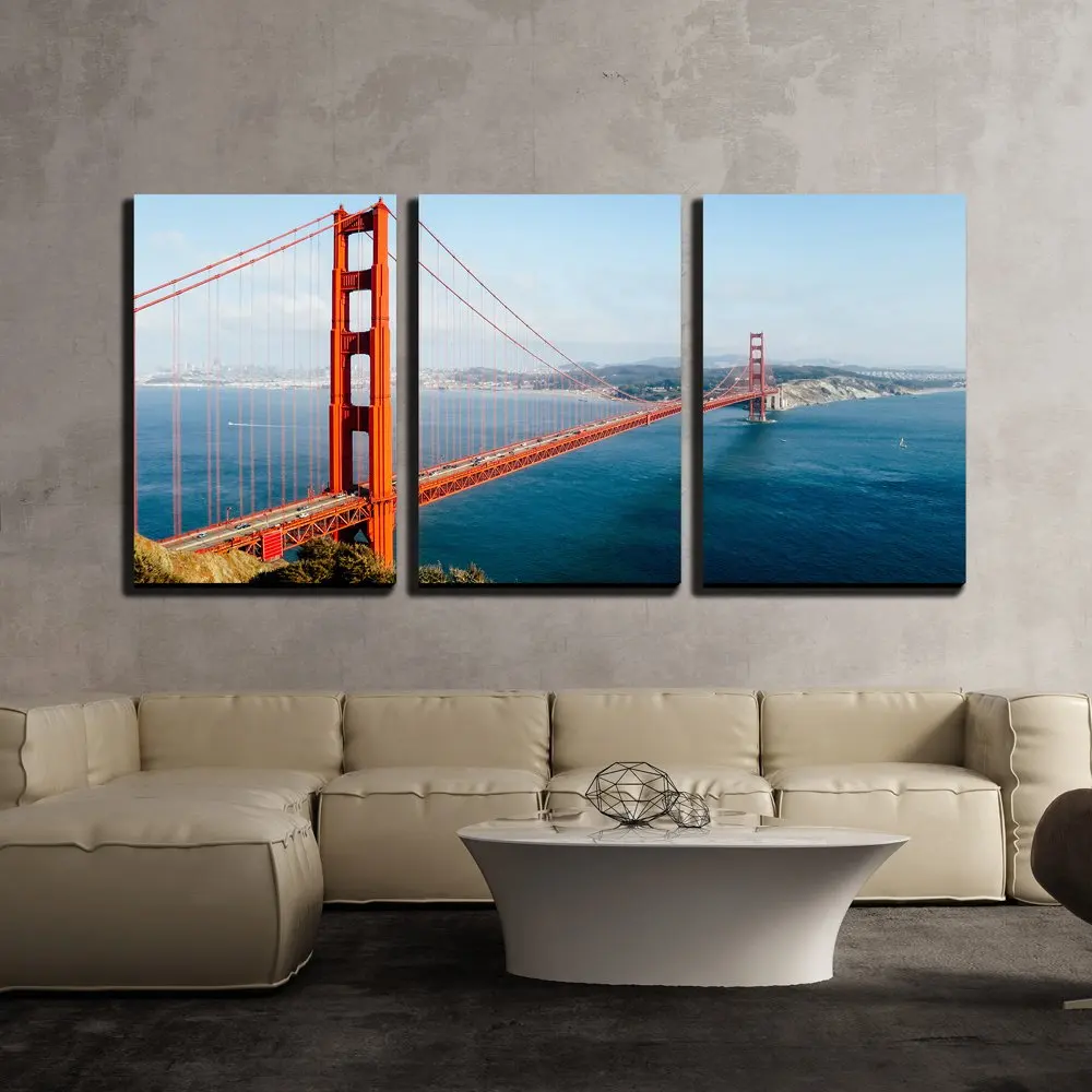 Панно из 3 частей Art Golden Gate мост Сан-Франсиско США. Современный домашний декор