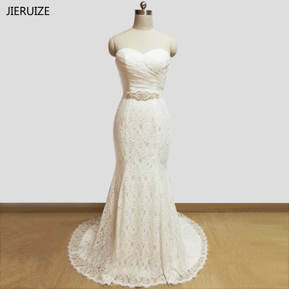 JIERUIZE vestidos de novia белый кружево Русалка Свадебные платья створки Милая кружево до Длинные Свадебные платья abiti да sposa