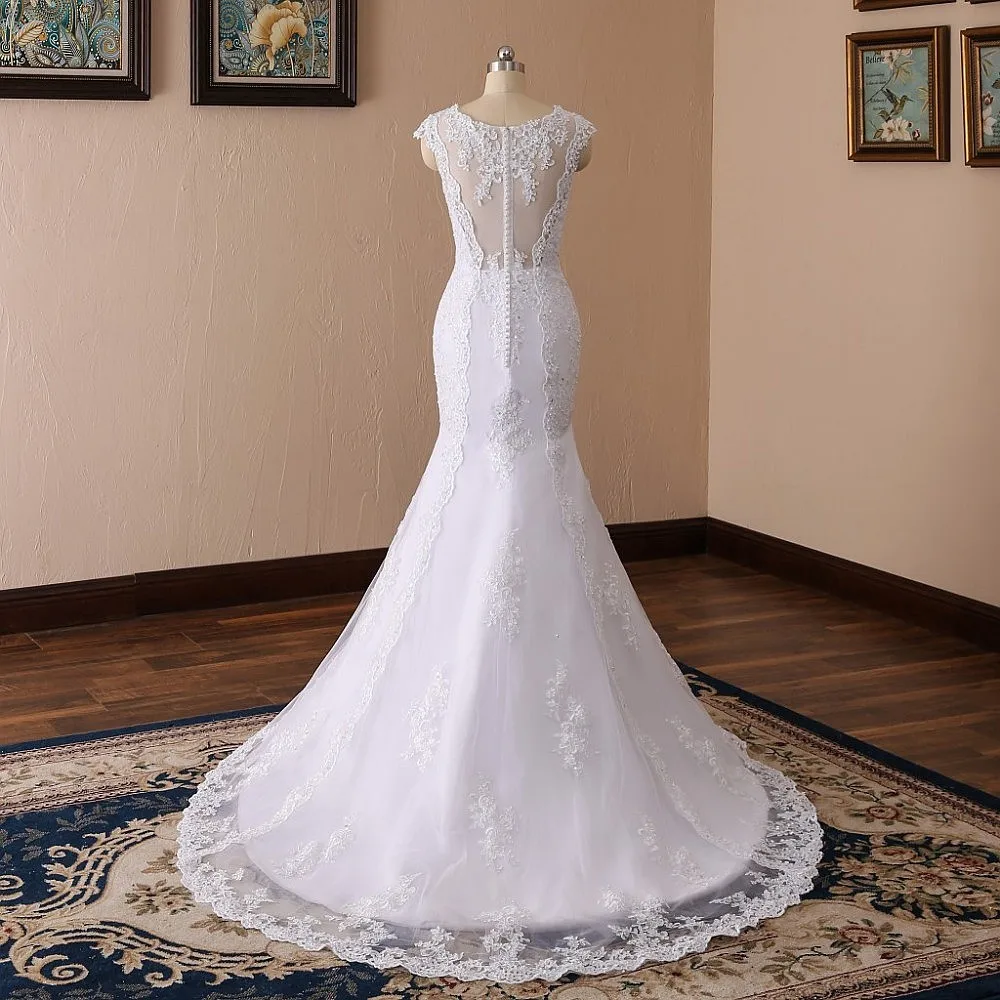 Robe-de-Mariee-V-Neck-Sexy-Back-Mermaid-Wedding-Dresses-Lace-Appliques-Beads-Hochzeitskleid