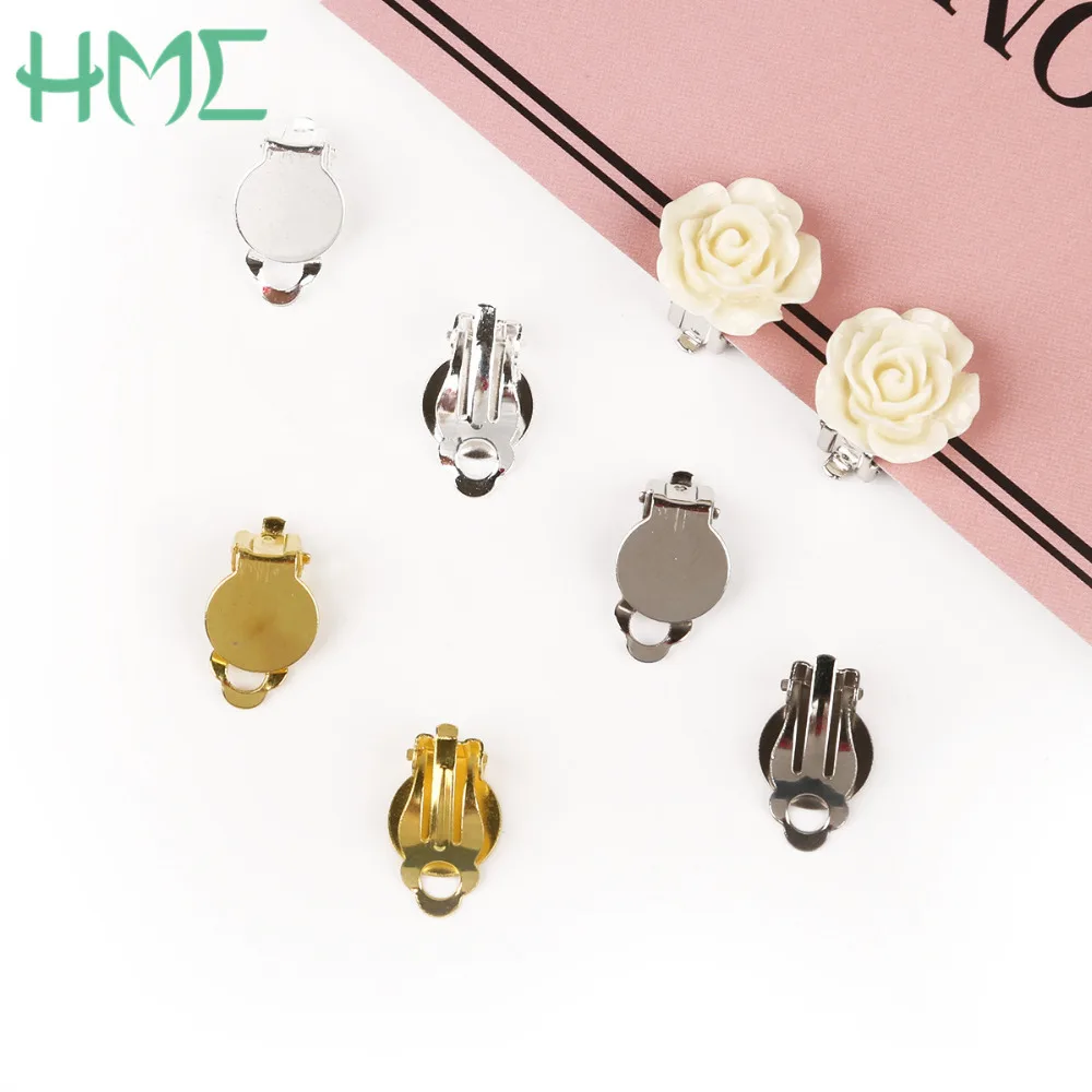 4-20pcs Gold Color Rhodium Non Piercing Screw Round Ear Clip Earrings Clip Earrings Ear Clip Ear Accessories for DIY Earring Findings Jewelry Making
