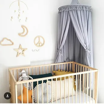 

White/Grey/Pink Princess Canopy Bed Curtains Hanging Dome DIY Play Tent Teepee for Kids Indoor Girls Play House for Chidlren