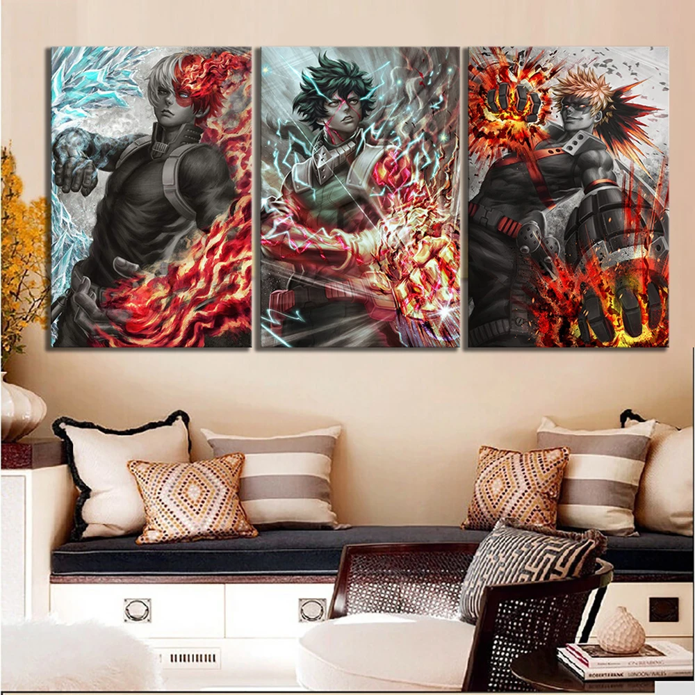 

Modular Pictures Canvas Painting Home Decor Print 3 Panel My Hero Academia Anime Wall Art Modern Classic Posters Bedroom Frame