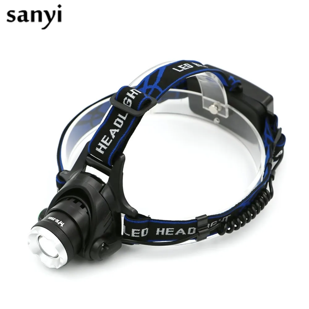 

Zoom In/Out Zoomable High Power 2000 Lumens XM-L T6 LED Headlamp 3 Modes Rechargeable Headlight for Outdoor Camping