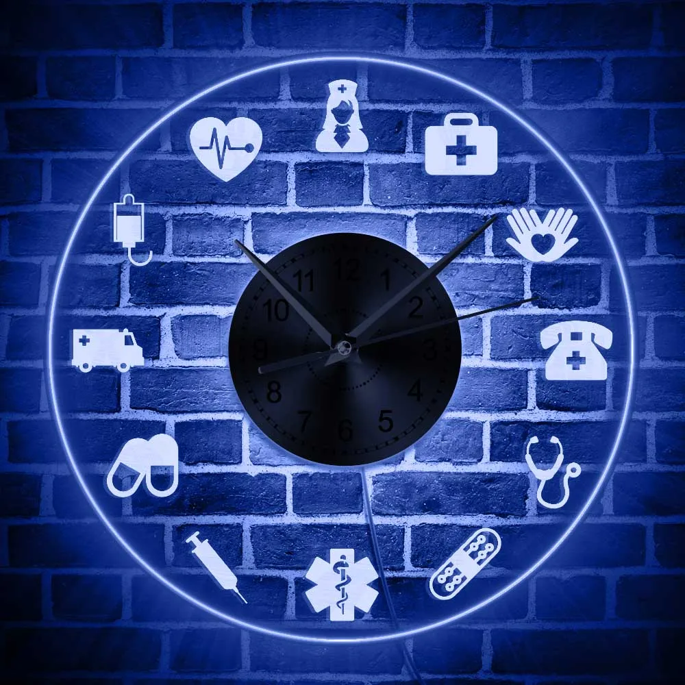 Акриловые настенные часы для медсестры в тематическом стиле RN, светодиодный, с подсветкой, медицинский подарок, СВЕТОДИОДНЫЙ знак, меняющий цвет, настенные часы