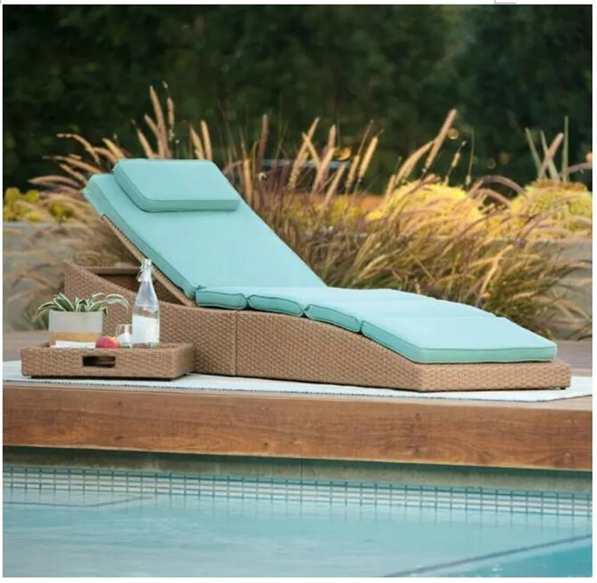 

New arrival outdoor garden patio wicker chaise longue furniture for sale