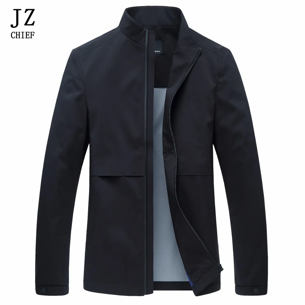 JZ CHIEF Mens Mandarin Coat Jacket Motorcycle Rib sleeve Jackets Men