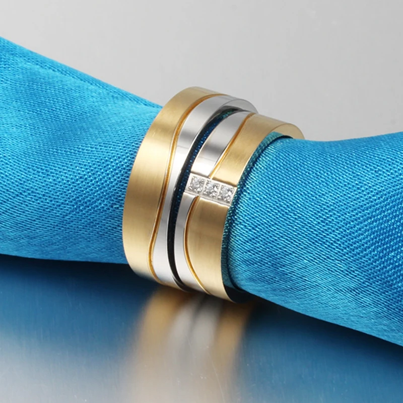 Настоящая любовь свадебные кольца для пар для женщин и мужчин модные титановые стальные золотые ювелирные изделия для помолвки Кристалл Anillos женский подарок