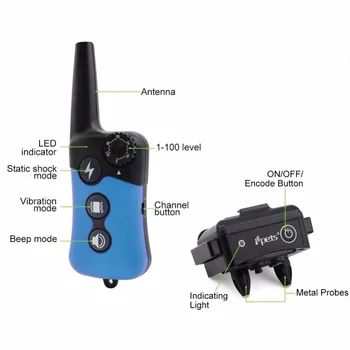 

Ipets 619s-1 330m Remote Rechargeable Dog Electric Training Collar With Tone / Vibration / Static Shock Anti Stop Bark Collar