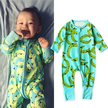 

Autumn Boy Girl Rompers Baby Cotton One Pcs Rompers Baby Long Sleeve Jumpsuit Banana Printing Coverall Baby Pajamas 0-4Y