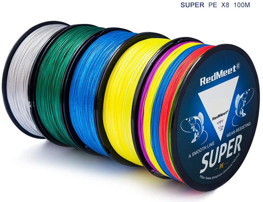 Suave para a Pesca de Água Linha de Pesca Redmeet Nova Série 100 m 300 m 500 m 20 88lb 8 Multifilament pe Trançada Linha Salgada 9 Linhas de pesca