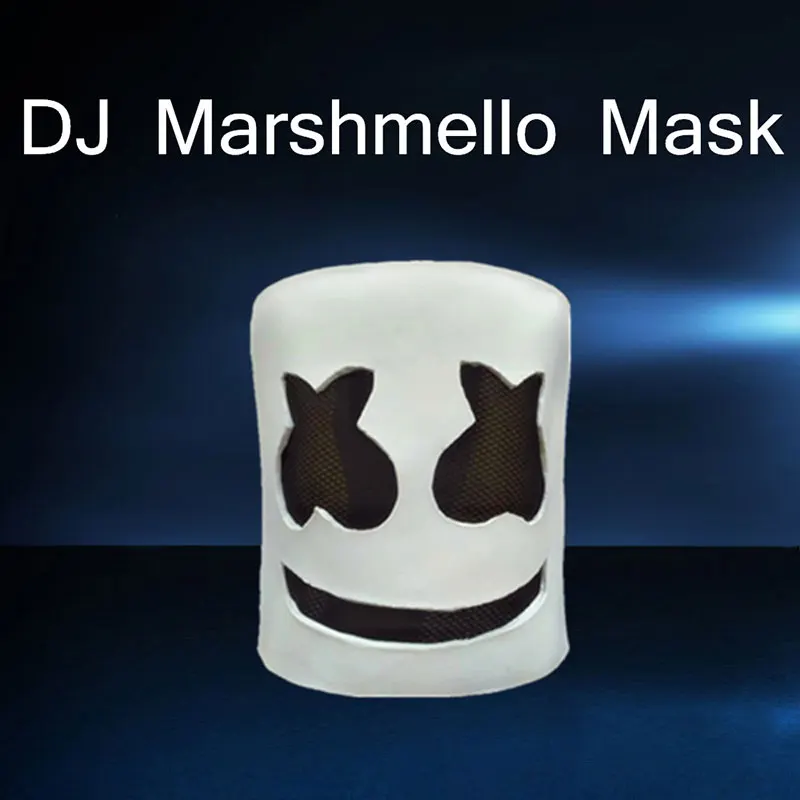 DJ Marshmello белая маска для хеллоуина и карнавала косплей шлем костюм аксессуары Полный голова Латекс Опора BF021