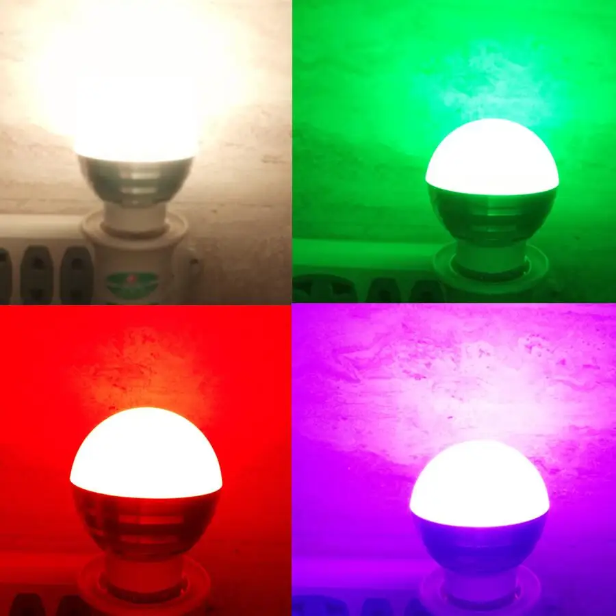 E14 E27 светильник с регулируемой яркостью, RGB/RGBW Led лампы 3W 85-265V 110V 220V Красочные светодиодные лампы люстры светодиодный светильник+ ИК-пульт дистанционного управления с 24-мя клавишами