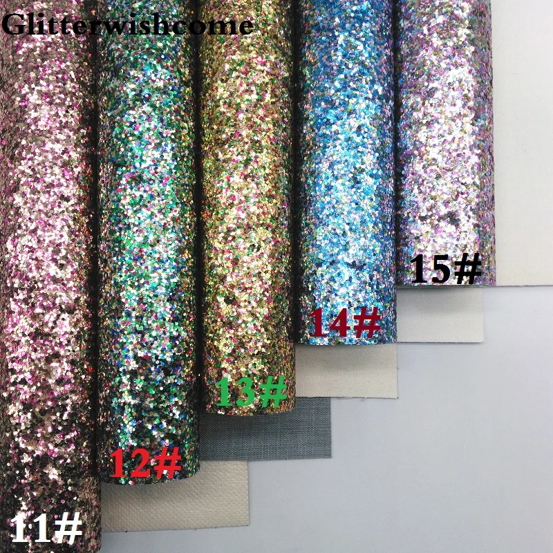 Glitterwishcome 21X29 см A4 размер винил для бантов, смешанный Блеск плоский толстый блеск кожа ткань винил для бантов, GM087A