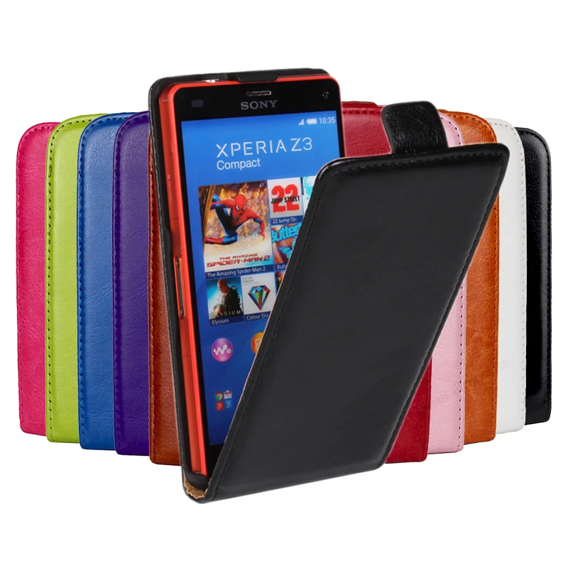 

Case For Sony Xperia Z3 Compact Cover Crazy Horse Flip Leather Phone Case For Sony Xperia Z3 Compact Z3 Mini M55W D5803 Shell