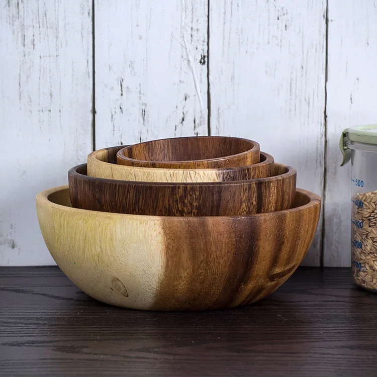 

Log bowl Wood Bowl Tableware Dinnerware Sets Spoon Chopsticks marmita Bowl Adult Dinner Service No Paint No Wax