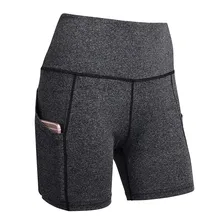 Новые женские шорты с карманом повседневные c высокой талией, эластичные дышащие для занятий йогой спортом бега BF88