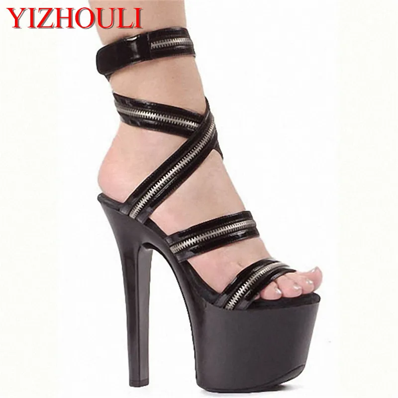 Exótica Bailarina Sandalias Sexy Plataforma Negro Moda Clubbing Strappy Zip 17 Cm Altos Gladiator Tacones Roma Zapatos 6qwPq1TS7c