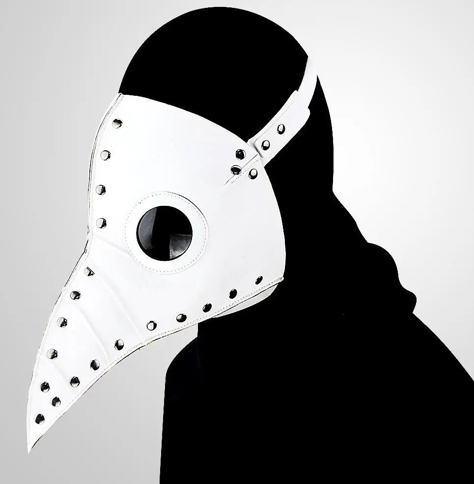 Модные кожаные маски для косплея на заказ, Вечерние Маски для Хэллоуина, маска дятла - Цвет: HG074 white