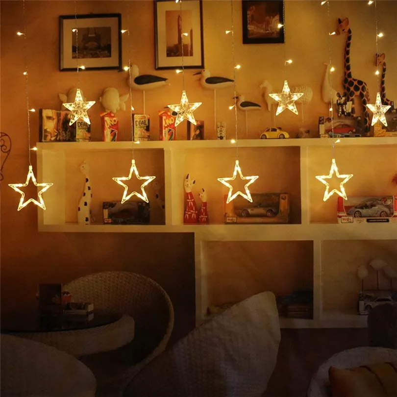 4.5M Star Curstain LED String Light 138 Leds Christmas Lights Decoration for Home Bedroom Window Birthday Party Holiday Lighting