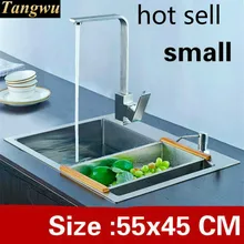 Квартира кухня ручная раковина одинарная мойка сделать блюда стандарт 304 нержавеющая сталь Горячая 55x45 см