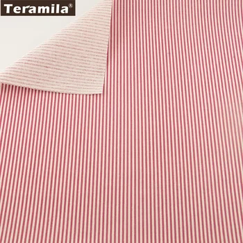 

Home Textile Sewing Material Tissu Tablecloth Pillow Bag Curtain Cushion Pillow Zakka TERAMILA Red Strips Cotton Linen Fabric
