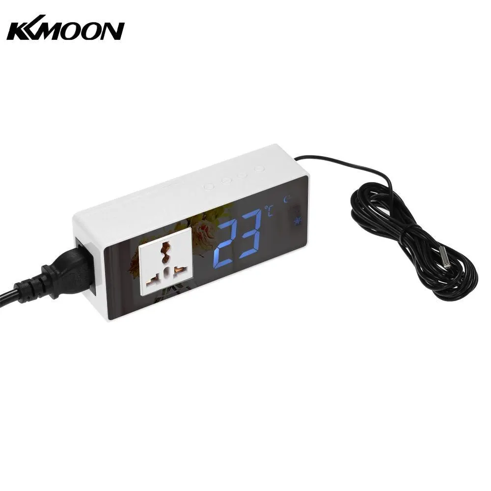 

10A LCD Digital Temperature Controller Thermostat for Heating Cooling Control with NTC Temperature Sensor Mirror Surface