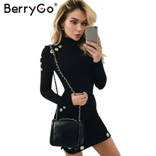 BerryGo Sexy berongga out lubang bodycon busana Wanita slim panjang lengan hitam gaun pesta pendek Elegan gaun pernikahan & de fiesta
