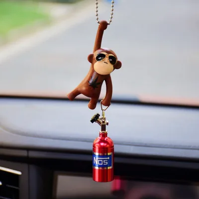 Cute Monkey Car Pendant Ornament - Acrylic Swinging Hanging Decoration For Rear View Mirror