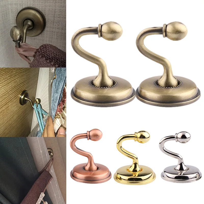 1 Pair Zinc Alloy S Shape Curtain Holdback Wall Tie Back Hooks Hanger