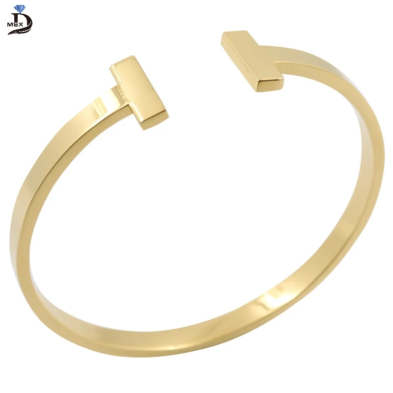 

MSX 3 colors Steampunk Metal Stainless Steel Bracelets & Bangles for Women Black & Gold Color Open Cuff Bangles Fashion Jewelry