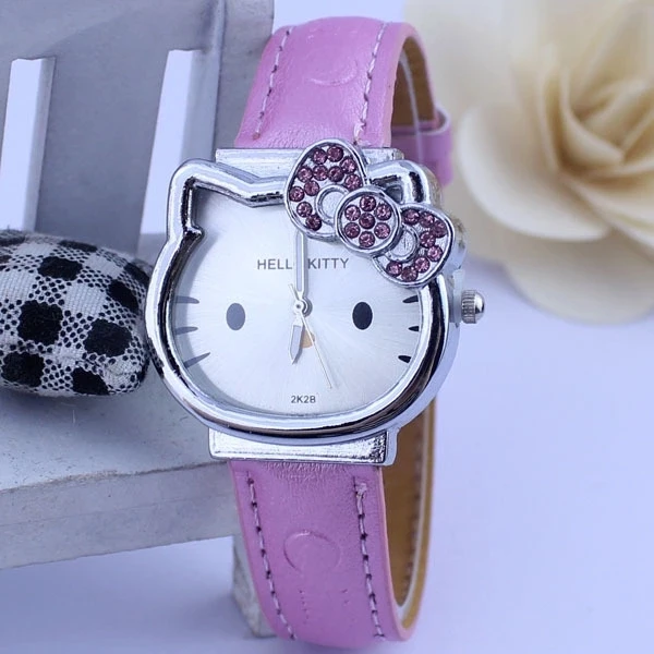 Модные Мультяшные высококачественные часы hello kitty с ремешком KT cat и циферблатом, кварцевые детские Студенческие часы для девочек, подарки для девочек