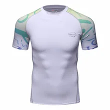 Rashgard Мужская печатная Футболка для бега и фитнеса, компрессионная рубашка для бодибилдинга, белые желтые футболки с короткими рукавами