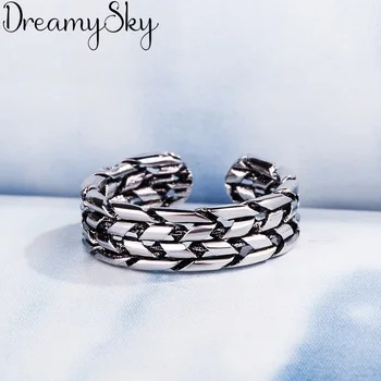 

Romantic Style New Luxury 925 Sterling Silver Big Retro Rings For Women Wedding Retro Adjustable Size Ring Party Gifts