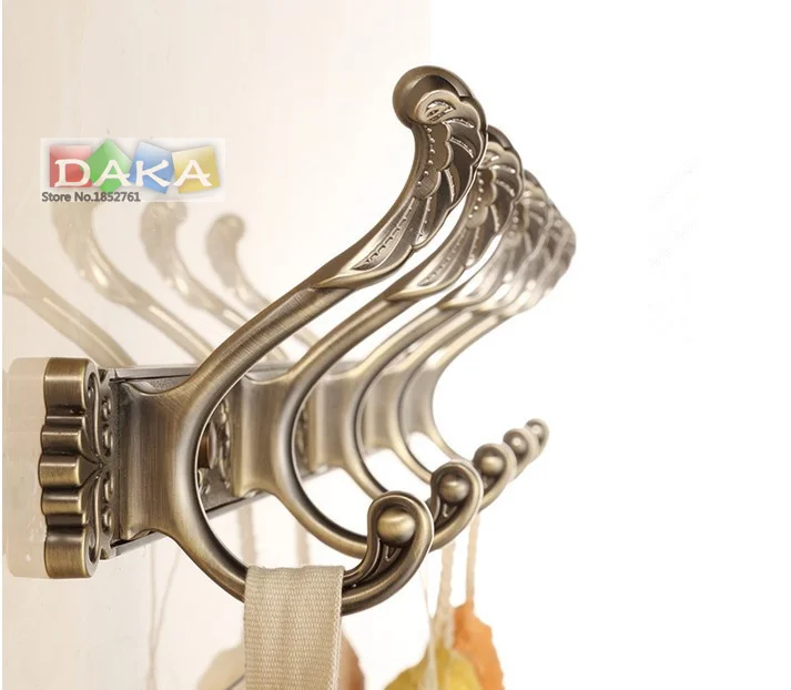 vintage Space Aluminum Metal Carving Robe hooks 4 8 Row Hook&Antique wall hook&towel hook for