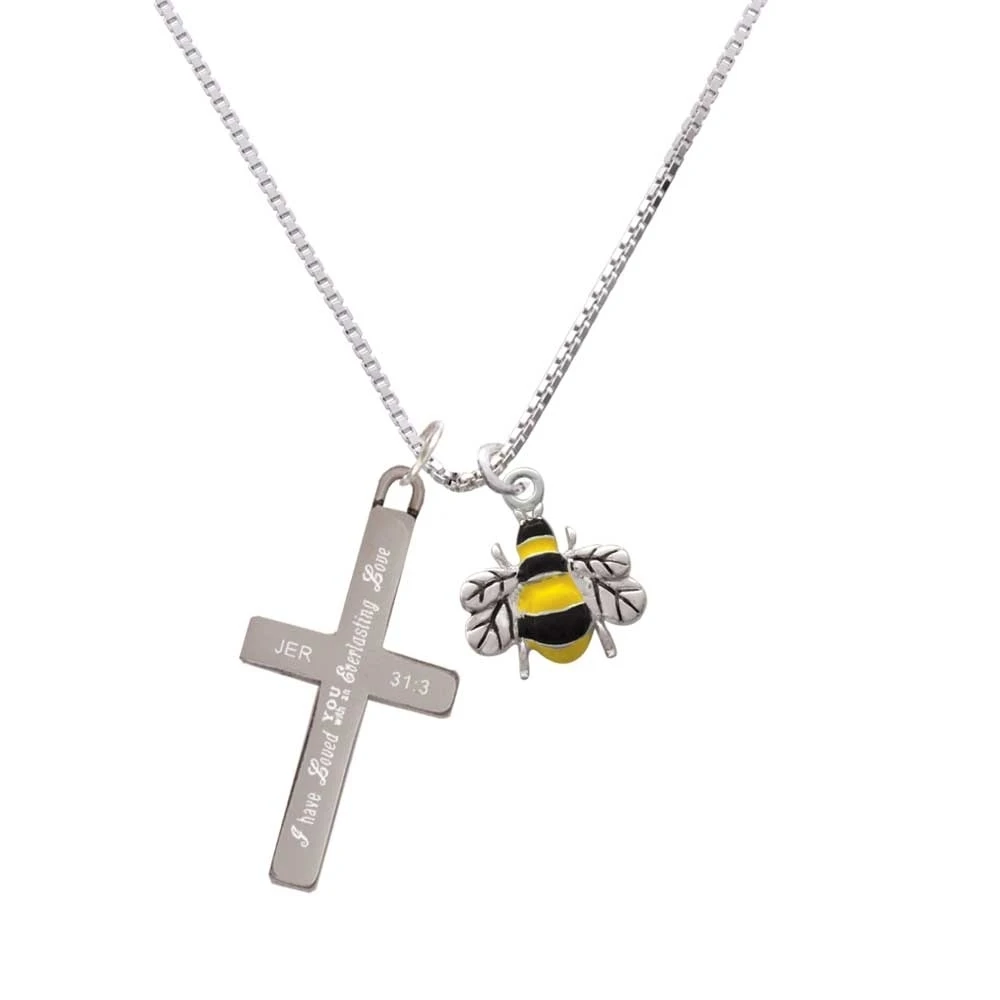 Enamel Bee - Everlasting Love - Cross Necklace