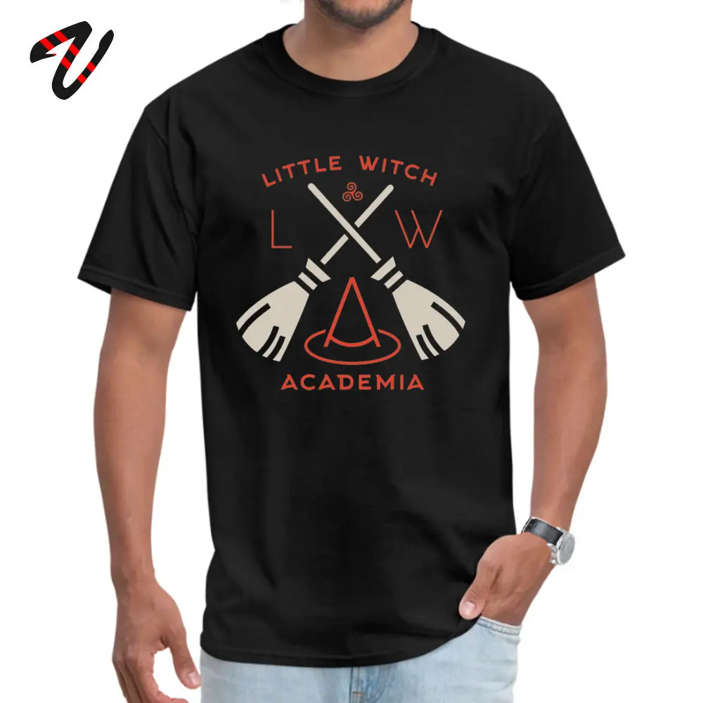 Coupons Student T Shirt Little Witch Academia Normal Tops & Tees 100% Cotton Short Sleeve Simple Style Tee Shirts Round Neck Little Witch Academia -20216 black